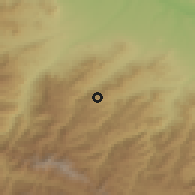 Shaded relief of the 53 km around Chinchin, drawn from the GMTED2010 grid