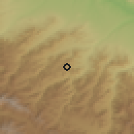 Shaded relief of the 53 km around Choratan, drawn from the GMTED2010 grid