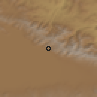 Shaded relief of the 53 km around Daranak, drawn from the GMTED2010 grid