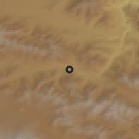 Shaded relief of the 53 km around Darpas, drawn from the GMTED2010 grid