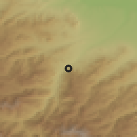 Shaded relief of the 53 km around Ditavan, drawn from the GMTED2010 grid