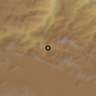 Shaded relief of the 53 km around Dprabak, drawn from the GMTED2010 grid