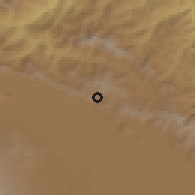 Shaded relief of the 53 km around Drakhtik, drawn from the GMTED2010 grid