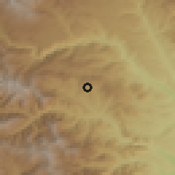 Shaded relief of the 54 km around Egheg, drawn from the GMTED2010 grid