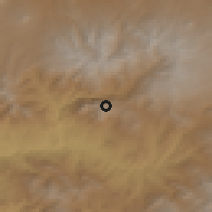 Shaded relief of the 53 km around Eghegis, drawn from the GMTED2010 grid