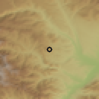 Shaded relief of the 54 km around Eghvard, drawn from the GMTED2010 grid