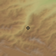 Shaded relief of the 53 km around Gandzakar, drawn from the GMTED2010 grid