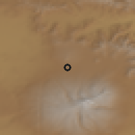 Shaded relief of the 53 km around Geghadir, drawn from the GMTED2010 grid