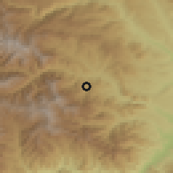 Shaded relief of the 54 km around Geghanush, drawn from the GMTED2010 grid