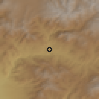 Shaded relief of the 53 km around Getap, drawn from the GMTED2010 grid