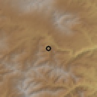 Shaded relief of the 53 km around Getatagh, drawn from the GMTED2010 grid