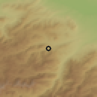 Shaded relief of the 53 km around Acharkut, drawn from the GMTED2010 grid