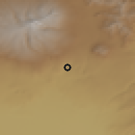 Shaded relief of the 53 km around Ghazaravan, drawn from the GMTED2010 grid