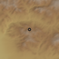 Shaded relief of the 53 km around Gnishik, drawn from the GMTED2010 grid