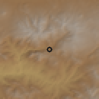Shaded relief of the 53 km around Goghtanik, drawn from the GMTED2010 grid