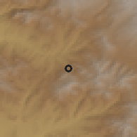 Shaded relief of the 53 km around Gomk, drawn from the GMTED2010 grid