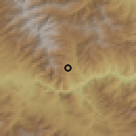 Shaded relief of the 54 km around Gudemnis, drawn from the GMTED2010 grid