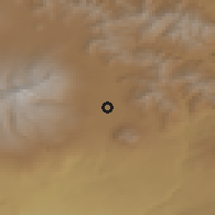 Shaded relief of the 53 km around Hartavan, drawn from the GMTED2010 grid