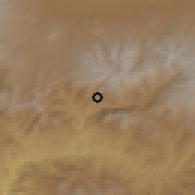 Shaded relief of the 53 km around Horbategh, drawn from the GMTED2010 grid