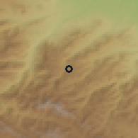 Shaded relief of the 53 km around Itsakar, drawn from the GMTED2010 grid