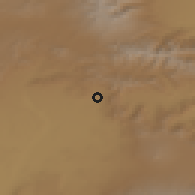 Shaded relief of the 53 km around Jajur, drawn from the GMTED2010 grid