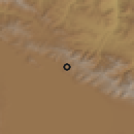 Shaded relief of the 53 km around Jil, drawn from the GMTED2010 grid