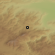 Shaded relief of the 53 km around Jiliza, drawn from the GMTED2010 grid