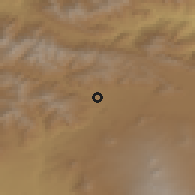 Shaded relief of the 53 km around Jrarat, drawn from the GMTED2010 grid