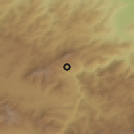 Shaded relief of the 53 km around Kajajkut, drawn from the GMTED2010 grid