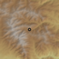 Shaded relief of the 54 km around Kajaran, drawn from the GMTED2010 grid