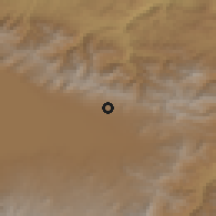Shaded relief of the 53 km around Kakhakn, drawn from the GMTED2010 grid