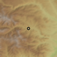 Shaded relief of the 54 km around Kapan, drawn from the GMTED2010 grid