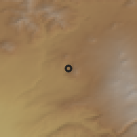 Shaded relief of the 53 km around Kaputan, drawn from the GMTED2010 grid