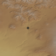 Shaded relief of the 53 km around Karenis, drawn from the GMTED2010 grid