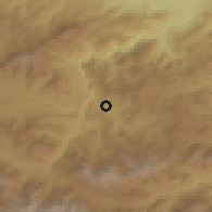 Shaded relief of the 53 km around Karinj, drawn from the GMTED2010 grid