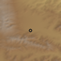 Shaded relief of the 53 km around Katnarat, drawn from the GMTED2010 grid