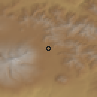 Shaded relief of the 53 km around Kayk, drawn from the GMTED2010 grid