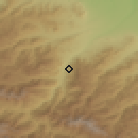 Shaded relief of the 53 km around Khashtarak, drawn from the GMTED2010 grid