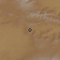 Shaded relief of the 53 km around Khnkoyan, drawn from the GMTED2010 grid