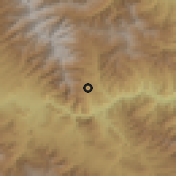 Shaded relief of the 54 km around Kuris, drawn from the GMTED2010 grid