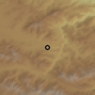 Shaded relief of the 53 km around Kurtan, drawn from the GMTED2010 grid