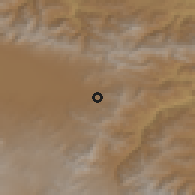 Shaded relief of the 53 km around Kut, drawn from the GMTED2010 grid
