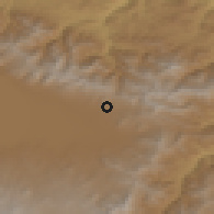 Shaded relief of the 53 km around Kutakan, drawn from the GMTED2010 grid