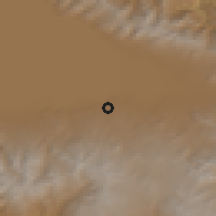 Shaded relief of the 53 km around Lchavan, drawn from the GMTED2010 grid