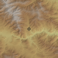 Shaded relief of the 54 km around Lehvaz, drawn from the GMTED2010 grid