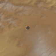 Shaded relief of the 53 km around Lernanist, drawn from the GMTED2010 grid