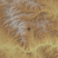 Shaded relief of the 54 km around Lichk, drawn from the GMTED2010 grid