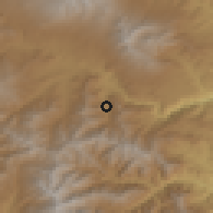 Shaded relief of the 53 km around Lor, drawn from the GMTED2010 grid