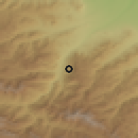 Shaded relief of the 53 km around Lusahovit, drawn from the GMTED2010 grid