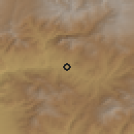 Shaded relief of the 53 km around Malishka, drawn from the GMTED2010 grid